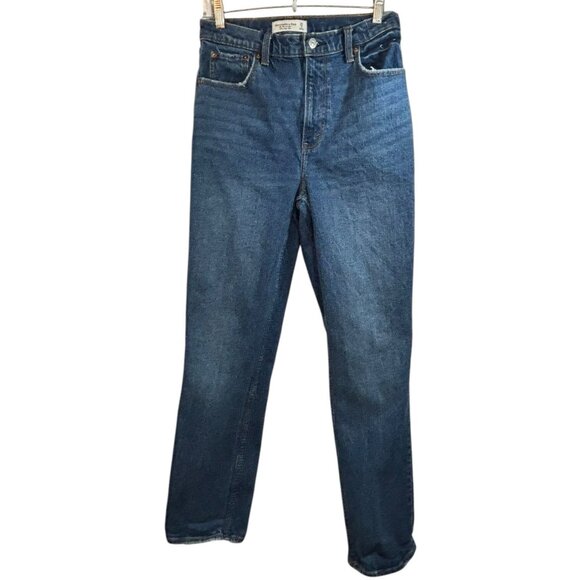 Abercrombie & Fitch 90's Straight Ultra High Rise Jeans 28 6L Tall Boho Dark - Picture 1 of 6